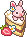 pink pixel bunny in a strawberry shortcake